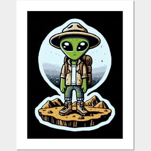 Extraterrestrial Explorer Alien Hiking Adventure Posters and Art